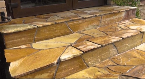 Плитняк златолит жёлтый золотистый для отмостки купить в Троицке